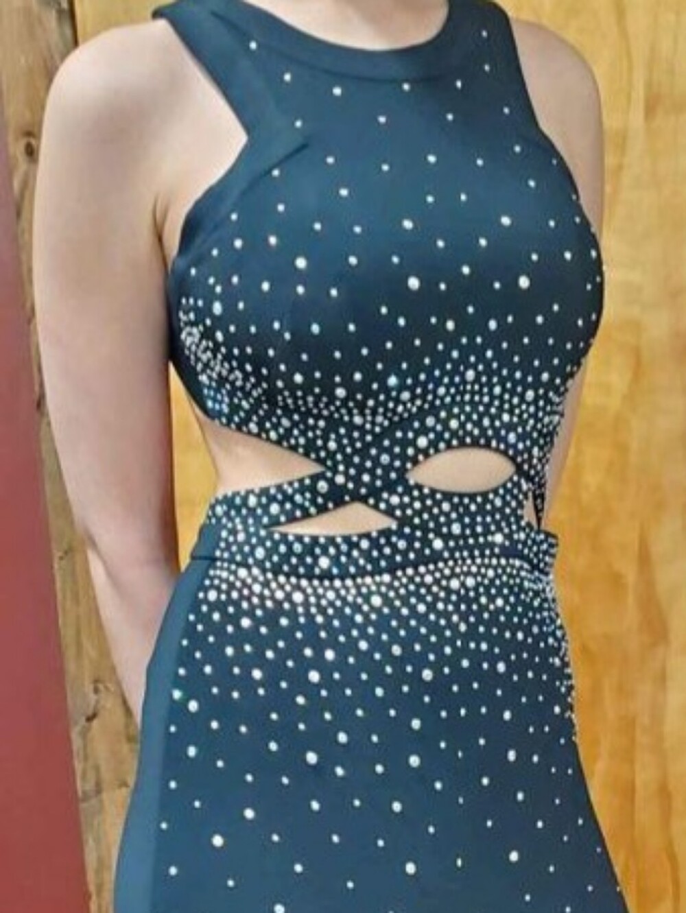 Morgan & Co. Sparkling Sea Foam Green Long Prom Dress